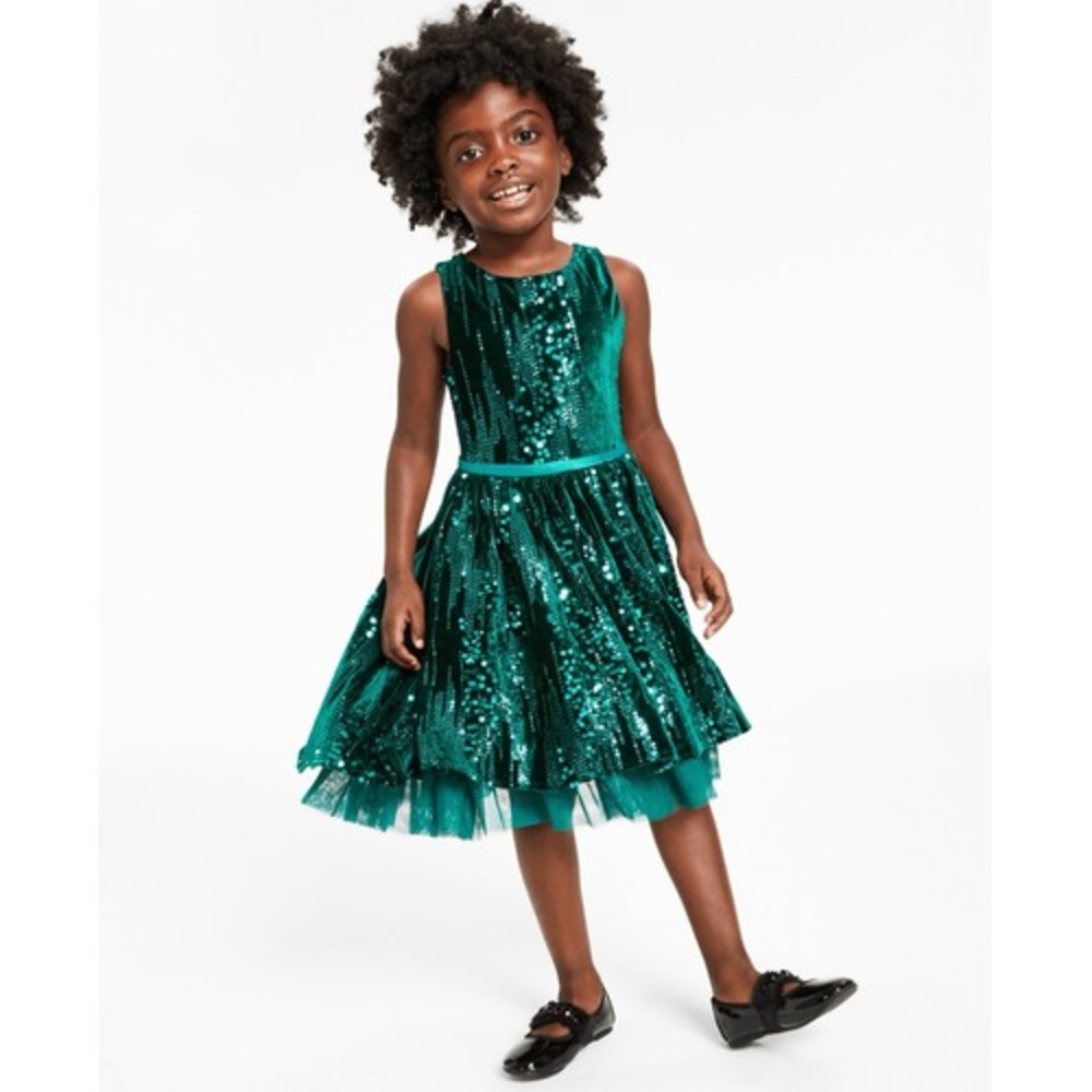Rare Edition Little Girls Sequin Velvet Dress Size 6X